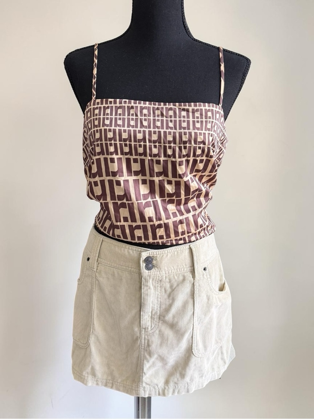 Abercrombie & Fitch Neutral Beige Corduroy Mini Skirt - Picture 2 of 15
